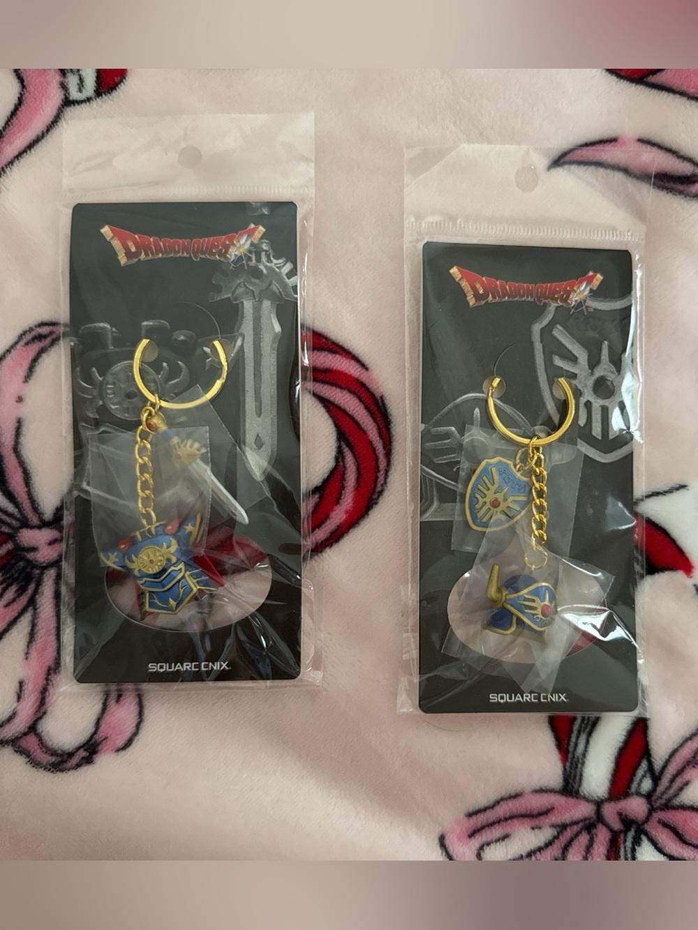 NWT square enix dragon quest loto’s sword, helmet, shield, and armor keychains